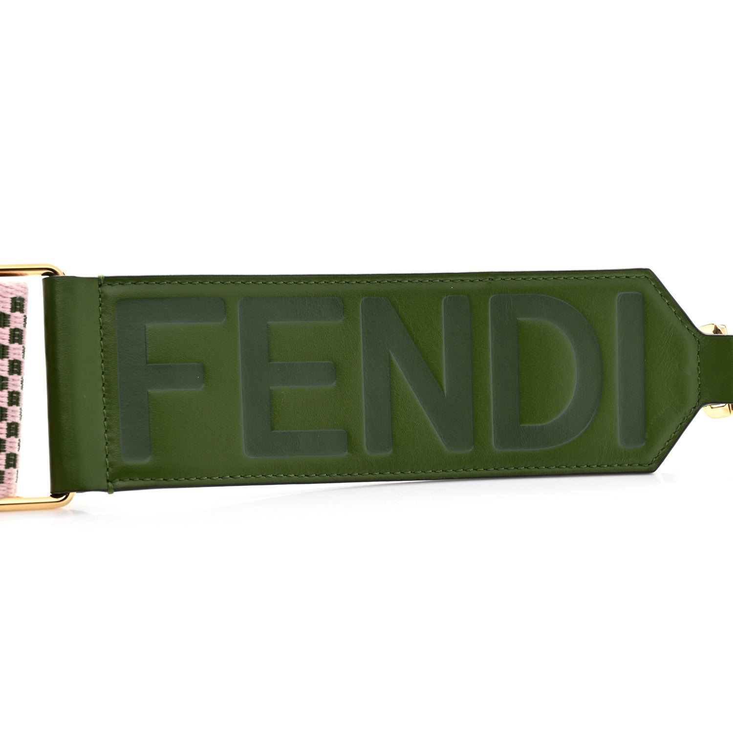 Fendi Ribbon Vitello King Logo Embossed Gingham Woven Adjustable Strap You Lilac 5 of 6