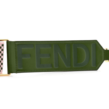 Fendi Ribbon Vitello King Logo Embossed Gingham Woven Adjustable Strap You Lilac 5 of 6