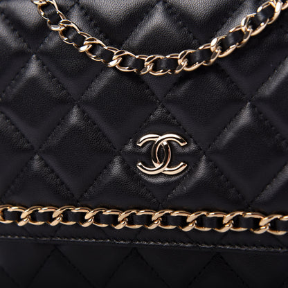 Chanel Lambskin Quilted Chain Around Wallet On Chain WOC Black 10 of 11