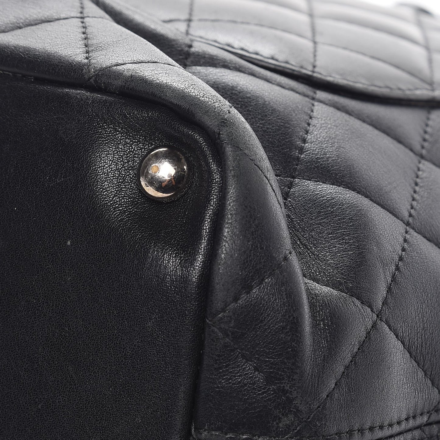 Calfskin Quilted Medium Cambon Tote Black