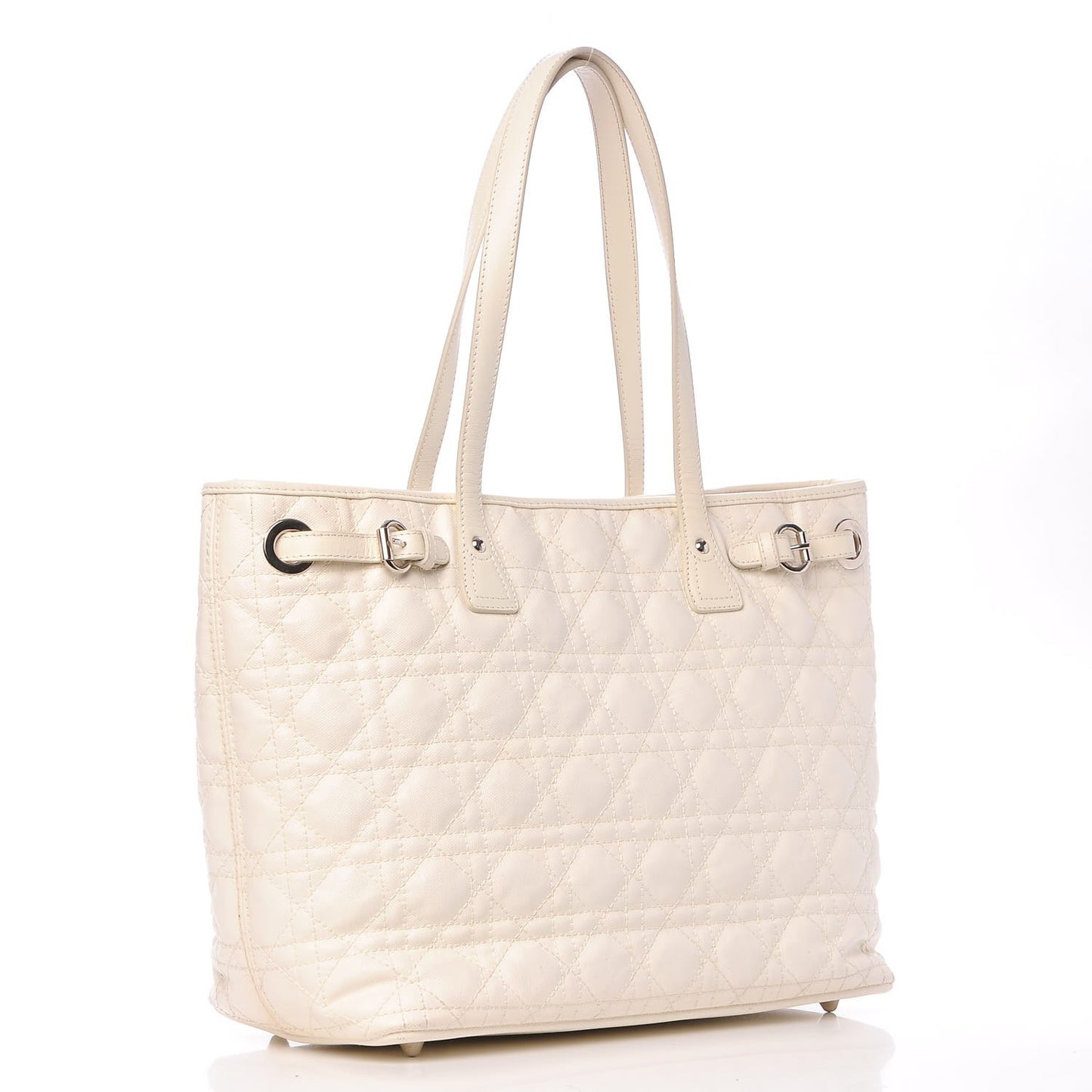 Coated Canvas Cannage Small Panarea Tote White
