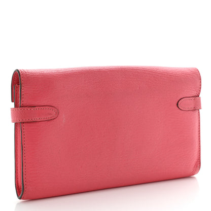 Hermes Chevre Mysore Kelly Longue Wallet Rose Lipstick 3 of 16