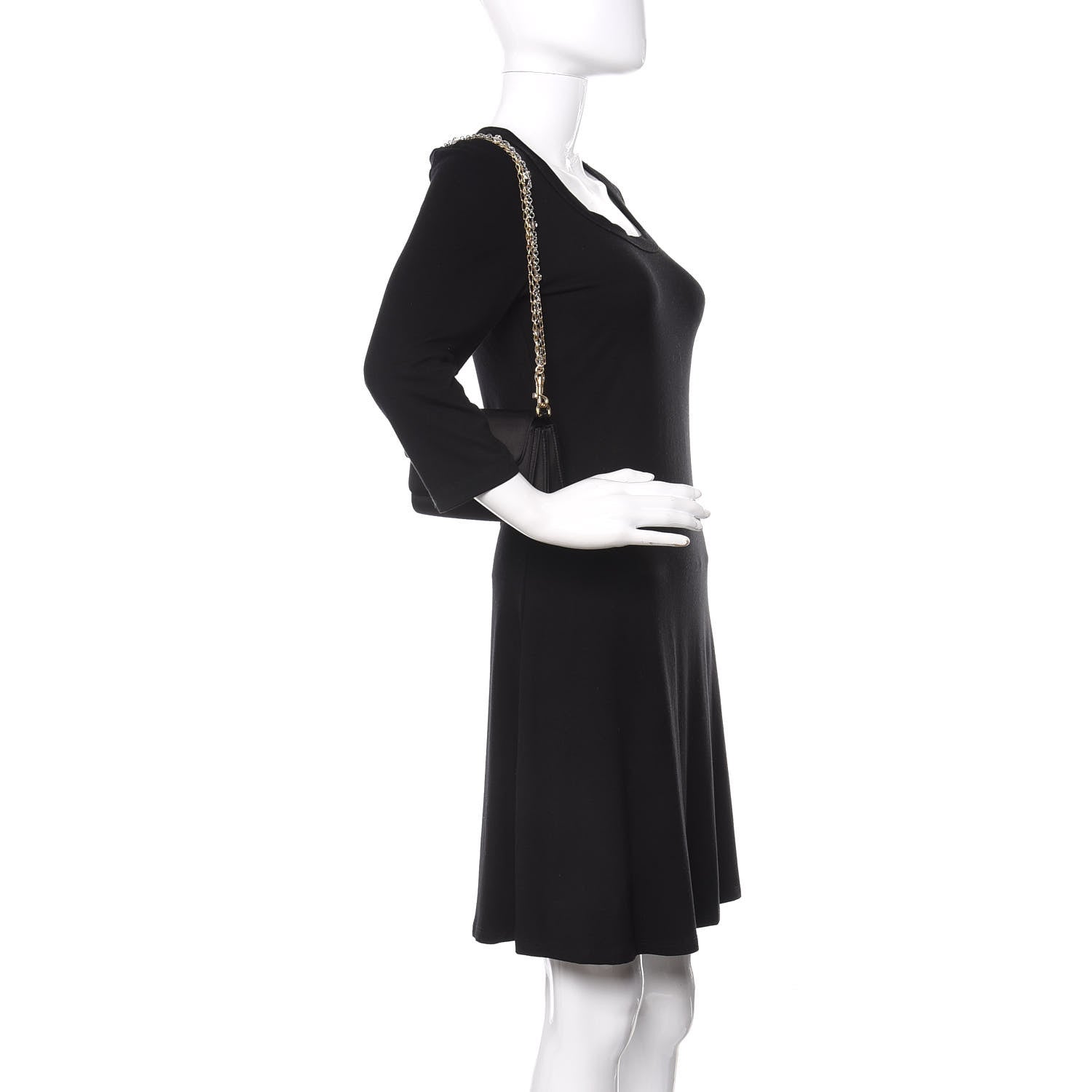 Dolce & Gabbana Satin Crystal Chain Shoulder Bag Black 2 of 9