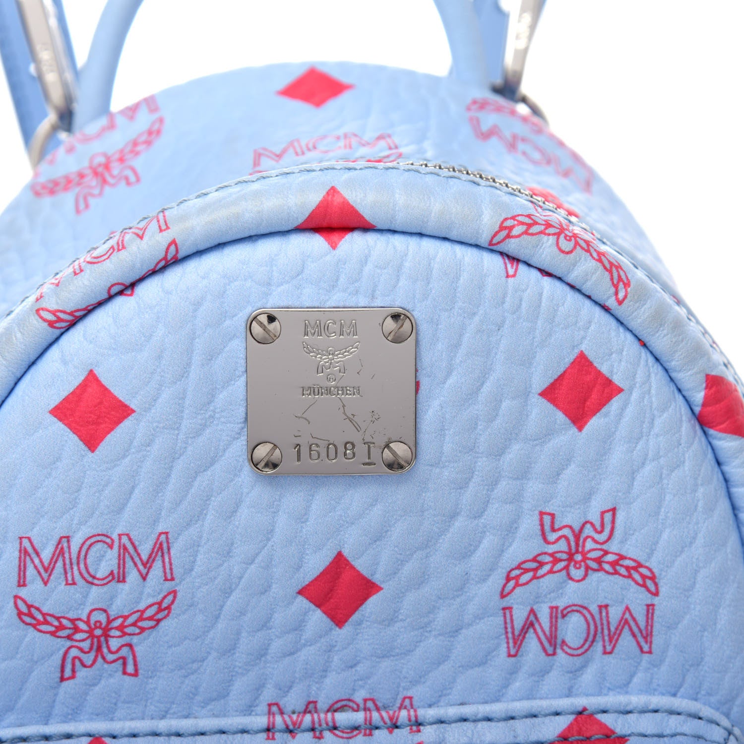 MCM Visetos X-Mini Stark Bebe Boo Backpack Blue Bell 9 of 10