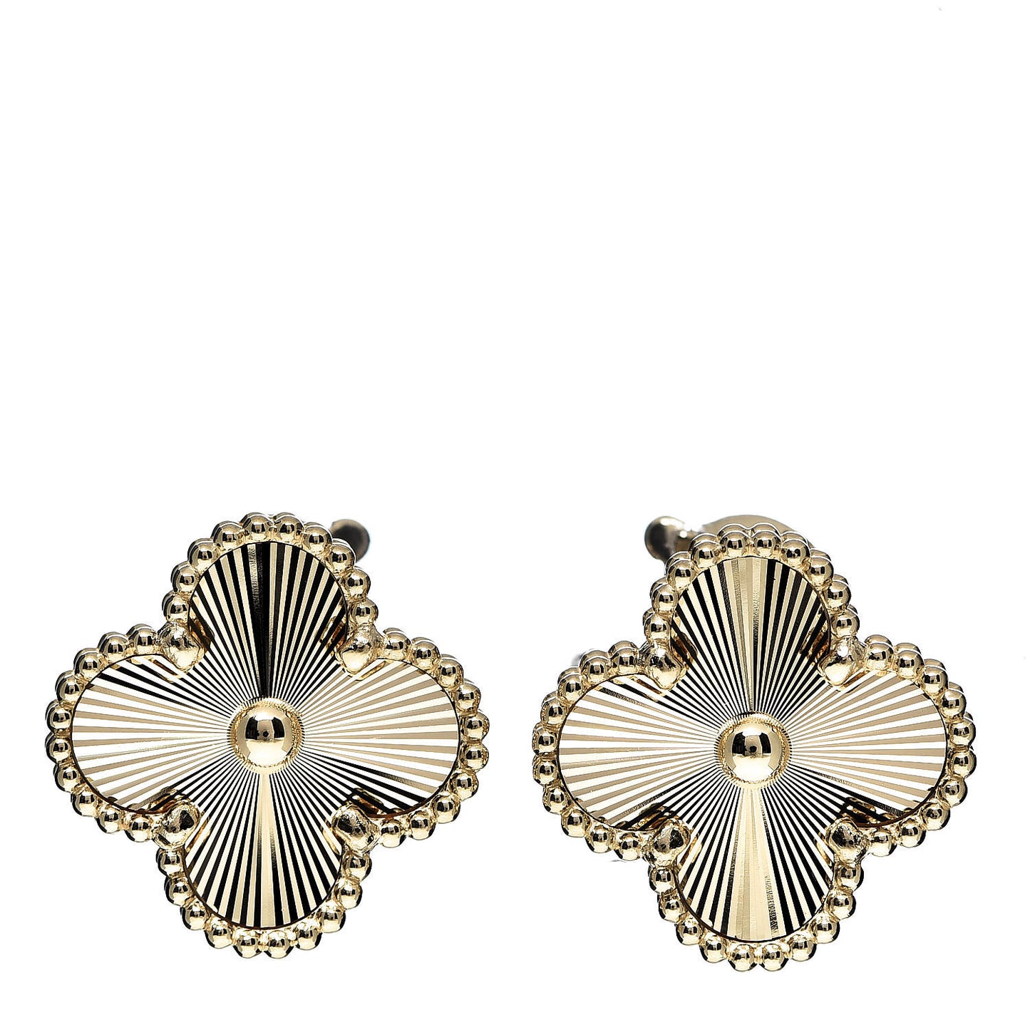 18K Yellow Gold Guilloche Vintage Alhambra Earrings