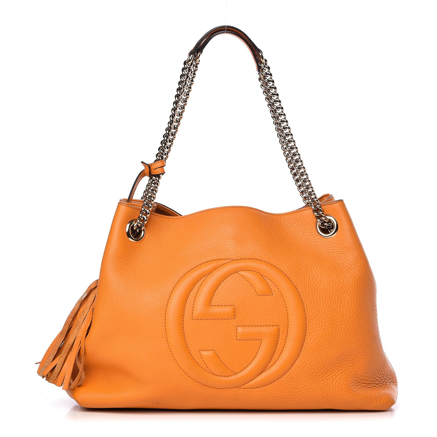 Gucci Pebbled Calfskin Medium Soho Chain Shoulder Bag Curcuma 1 of 12