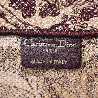 Christian Dior Canvas Embroidered Large Dioriviera Toile De Jouy Book Tote Burgundy 6 of 7