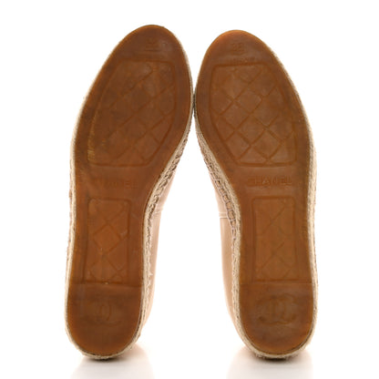 Chanel Lambskin CC Espadrilles 38 Beige Black 5 of 9