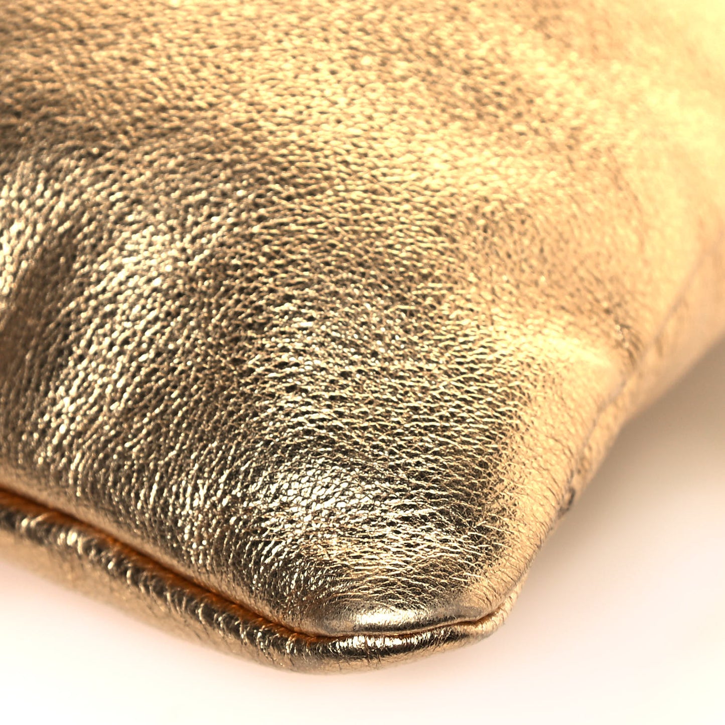 Laminated Calfskin Medium Drawstring Pouch Bag Oro Black