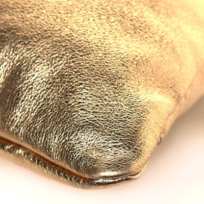 Fendi Laminated Calfskin Medium Drawstring Pouch Bag Oro Black 12 of 14