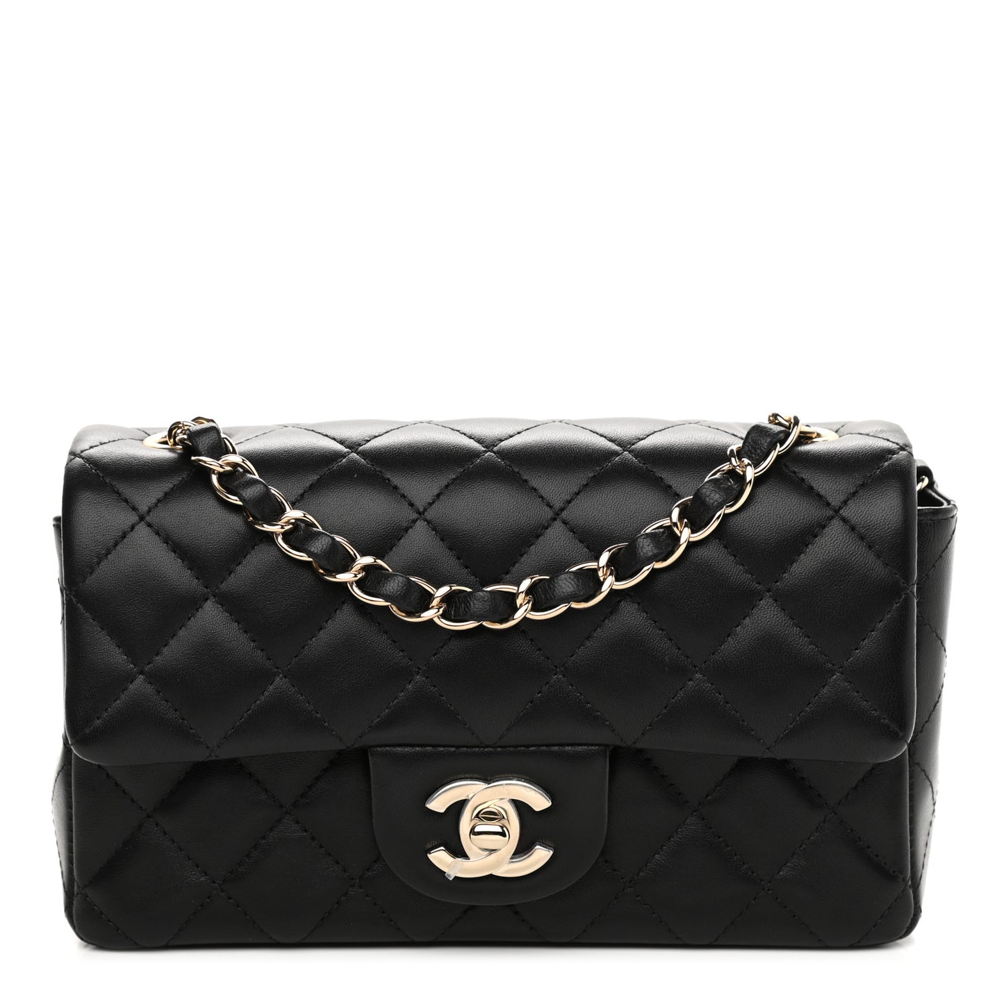 Lambskin Quilted Mini Rectangular Flap Black