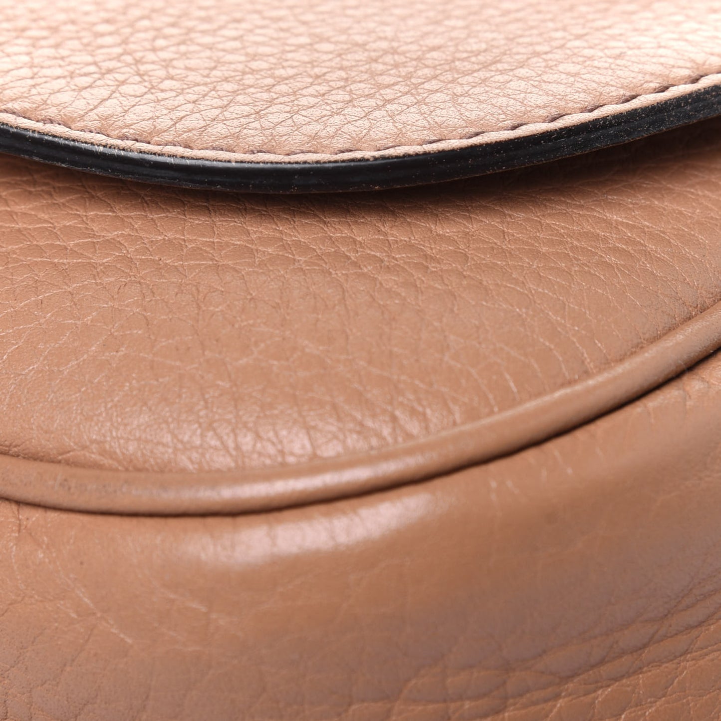 Pebbled Calfskin Medium Soho Flap Crossbody Camelia