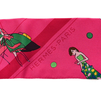 Hermes Silk Ex-Libris Les Parisie Twilly Rose Indien Vert Bleu 3 of 4