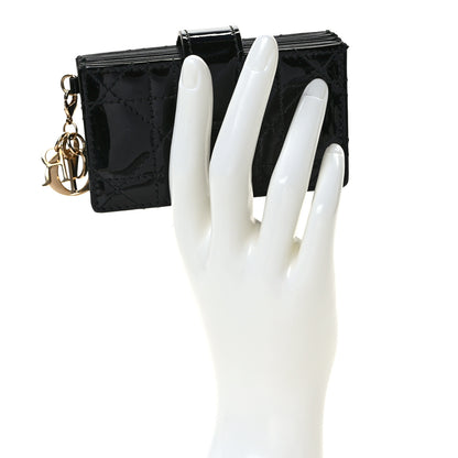 Christian Dior Patent Cannage Lady Dior 5-Gusset Card Holder Black 2 of 6