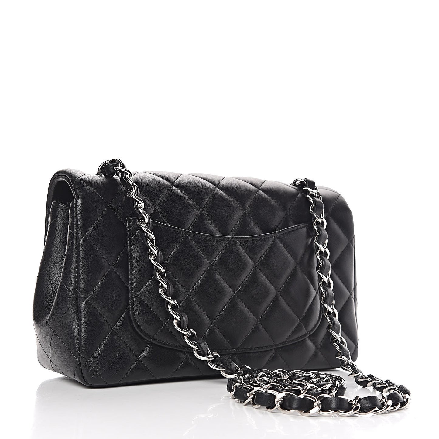Lambskin Quilted Mini Rectangular Flap Black