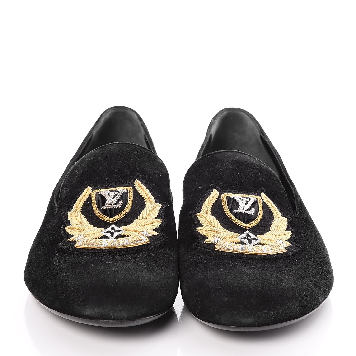 Louis Vuitton Suede Preppy Flat Loafers 39 Black 2 of 8