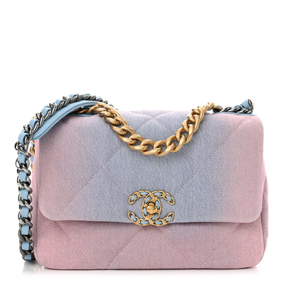 Chanel Denim Quilted Medium Chanel 19 Flap Blue Pink 1 of 11