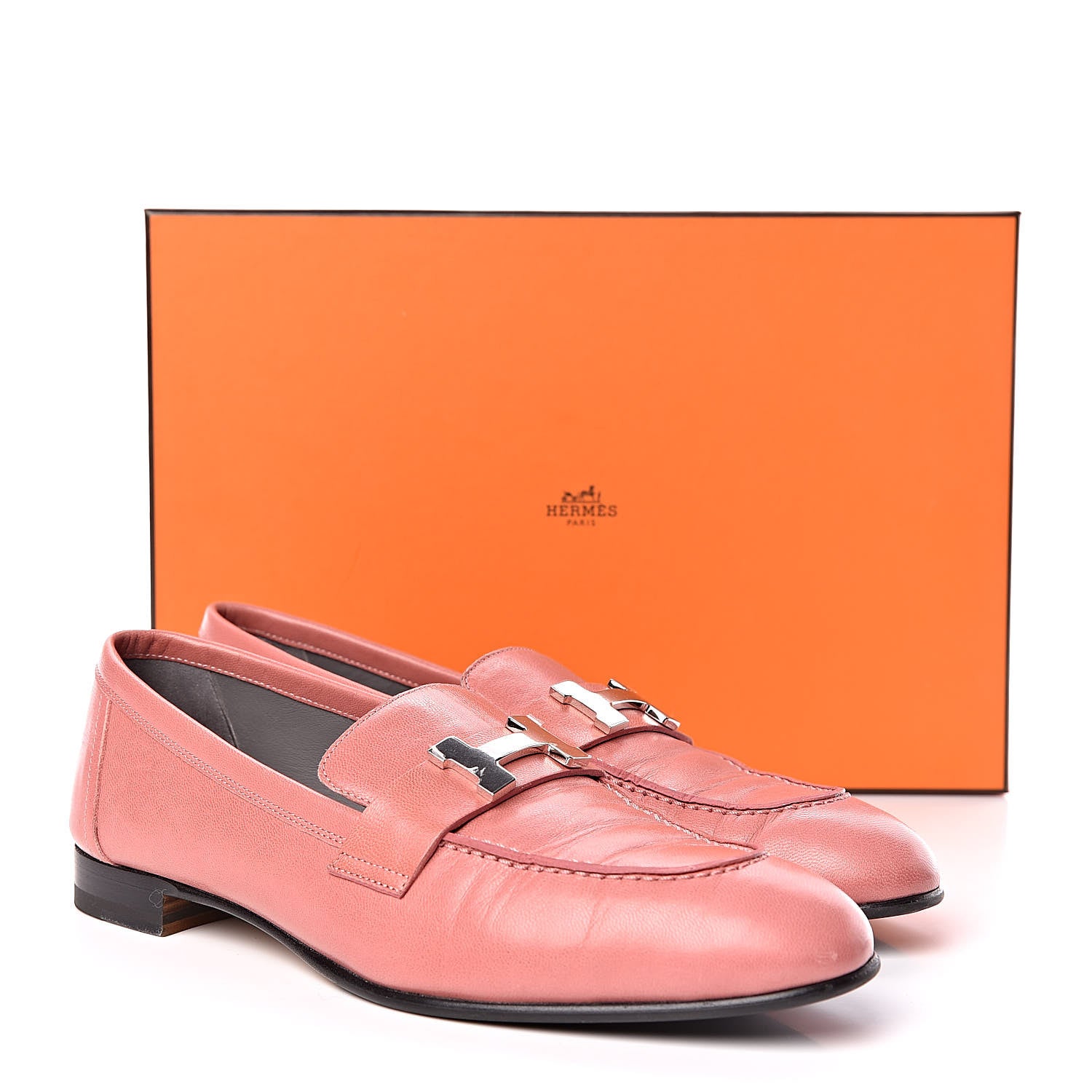 Hermes Goatskin Paris Loafers 38.5 Rouge Blush 11 of 11