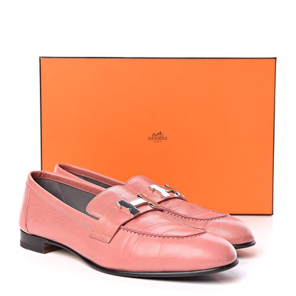 Hermes Goatskin Paris Loafers 38.5 Rouge Blush 11 of 11
