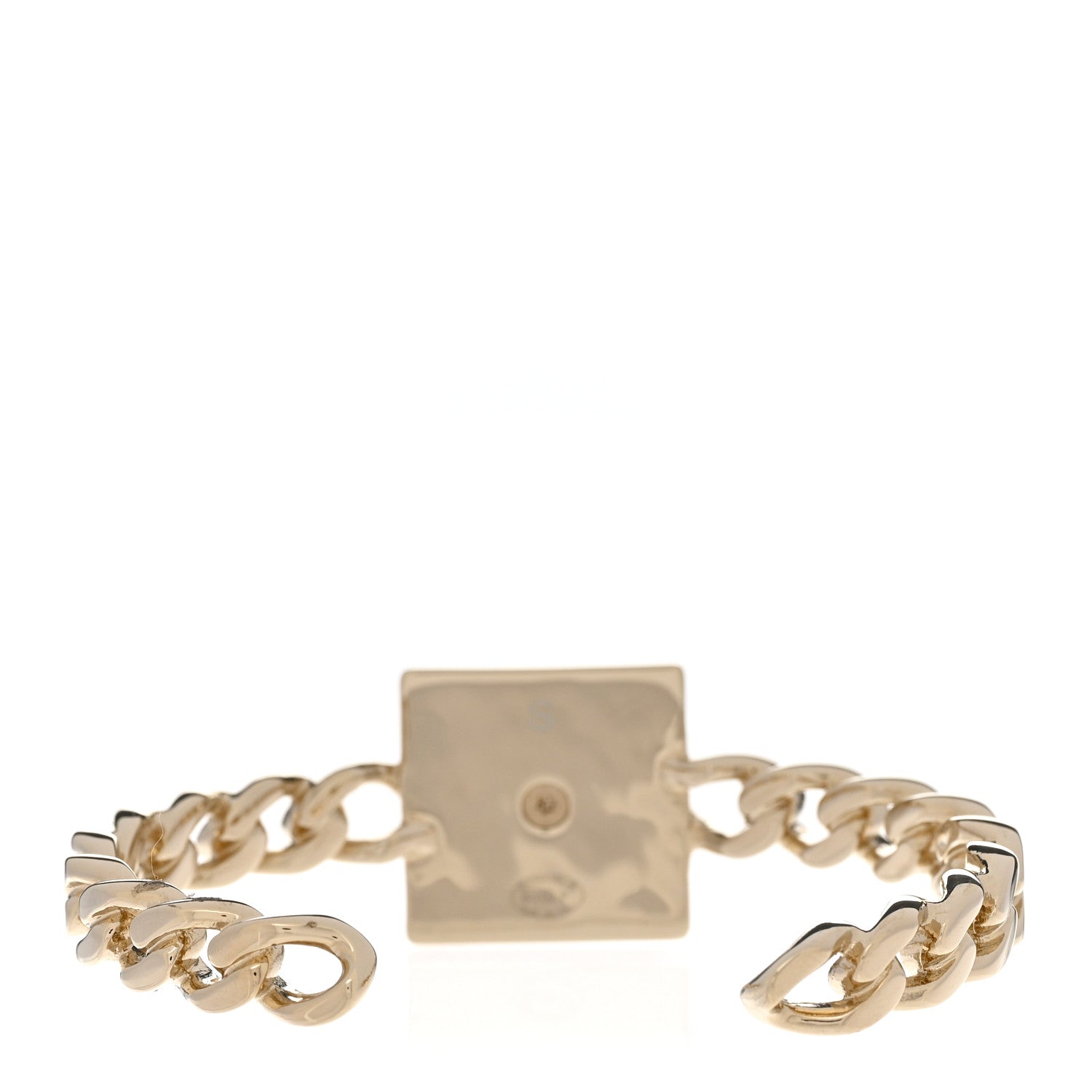 Chanel Metal Crystal CC Chain Link Cuff S Bracelet Gold 3 of 4