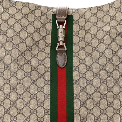 Gucci GG Supreme Monogram Calfskin Web Small Jackie 1961 Shoulder Bag Beige Brown Sugar 9 of 11