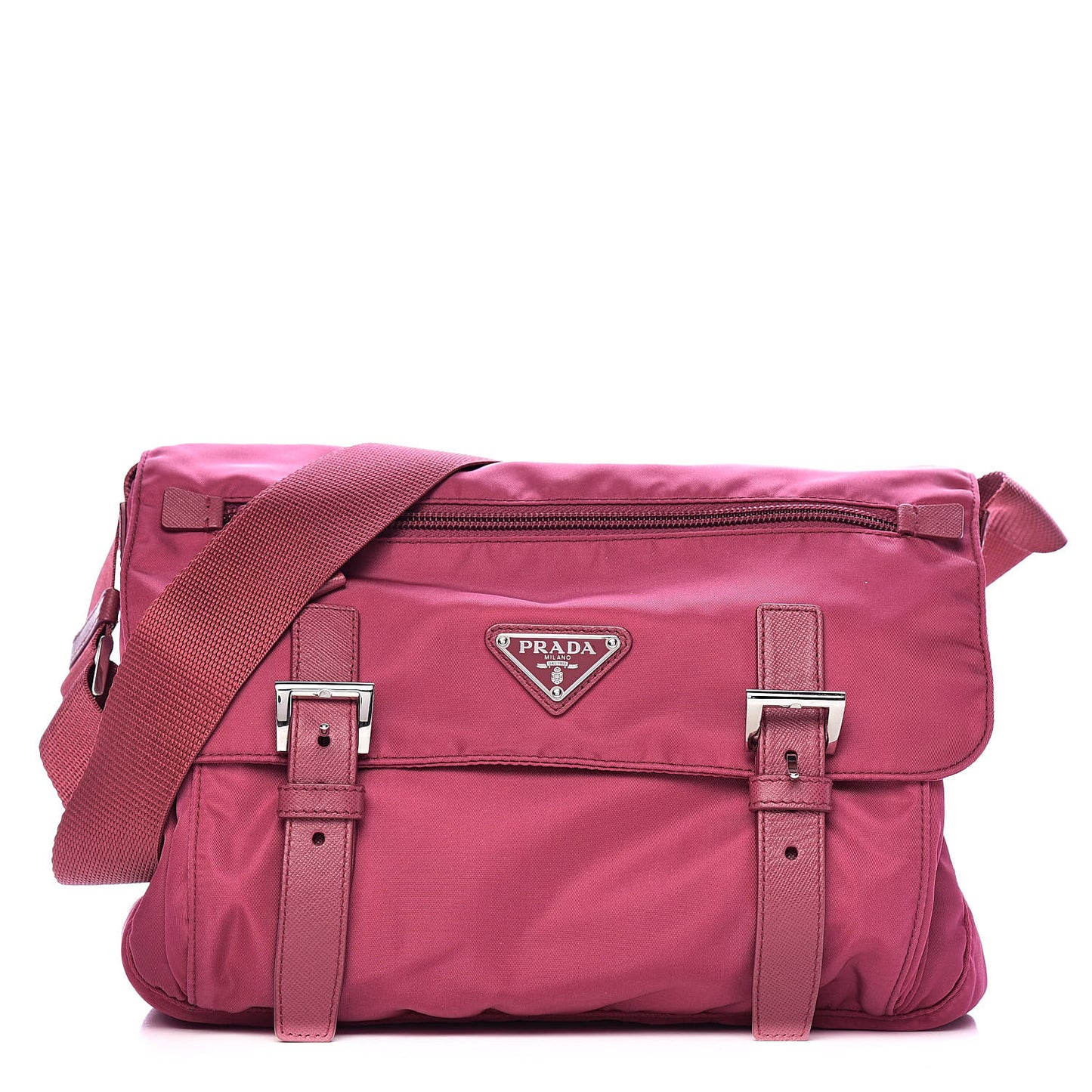 Tessuto Nylon Vela Saffiano Messenger Bag Fuxia