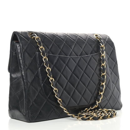 Chanel Lambskin Quilted XL Jumbo Single Flap Black 2 of 7