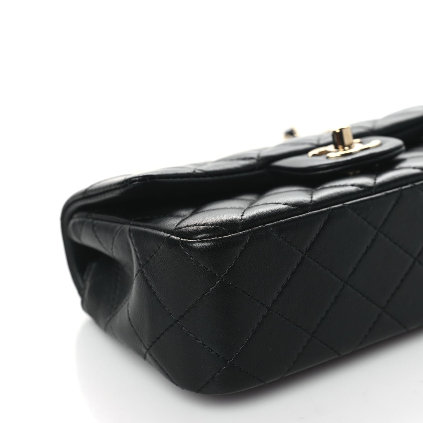 Lambskin Quilted Mini Rectangular Flap Black