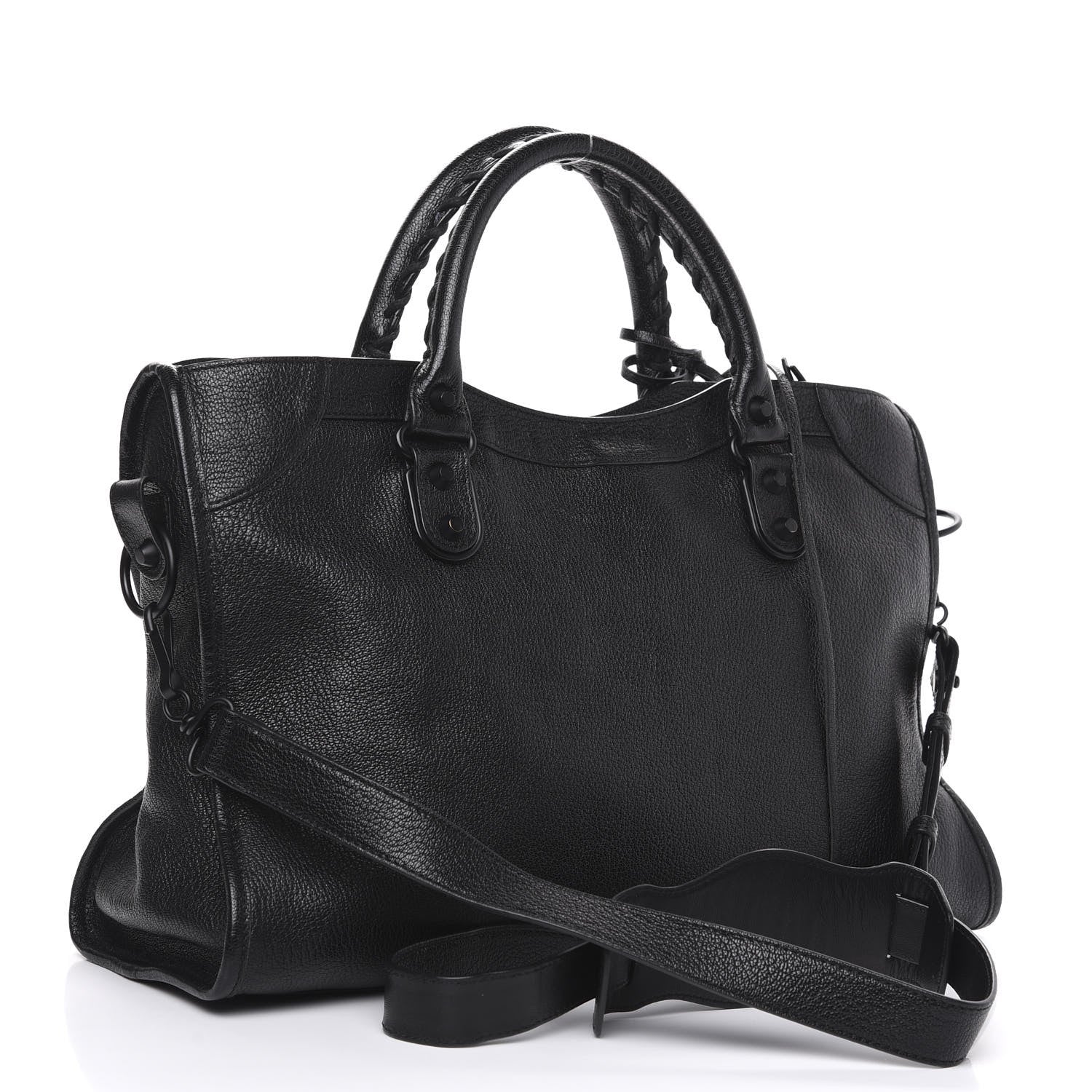 Balenciaga Shiny Grained Goatskin Black Metallic Edge City Black 4 of 9