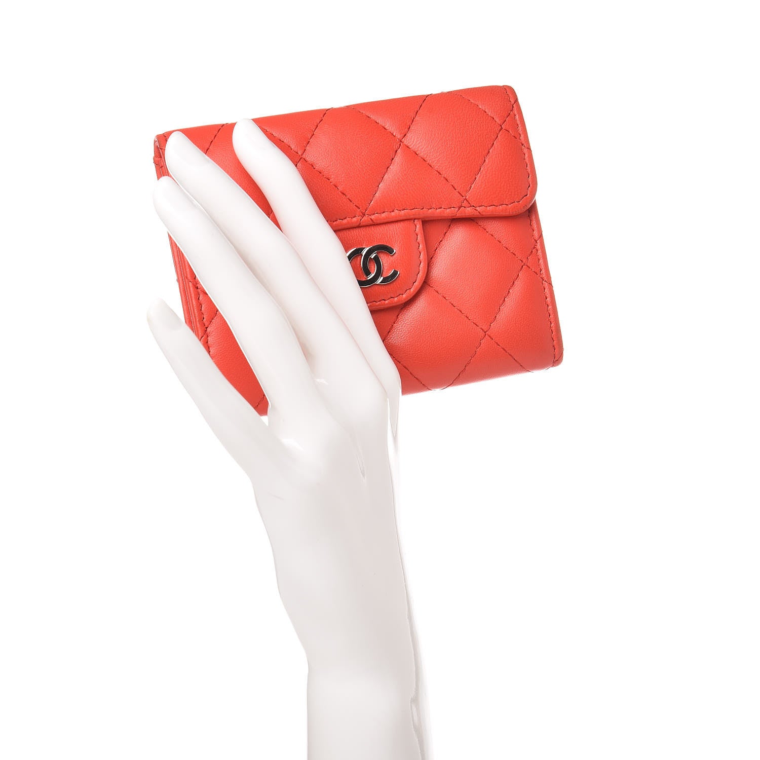 Chanel Lambskin Quilted Card Holder Red 2 of 17