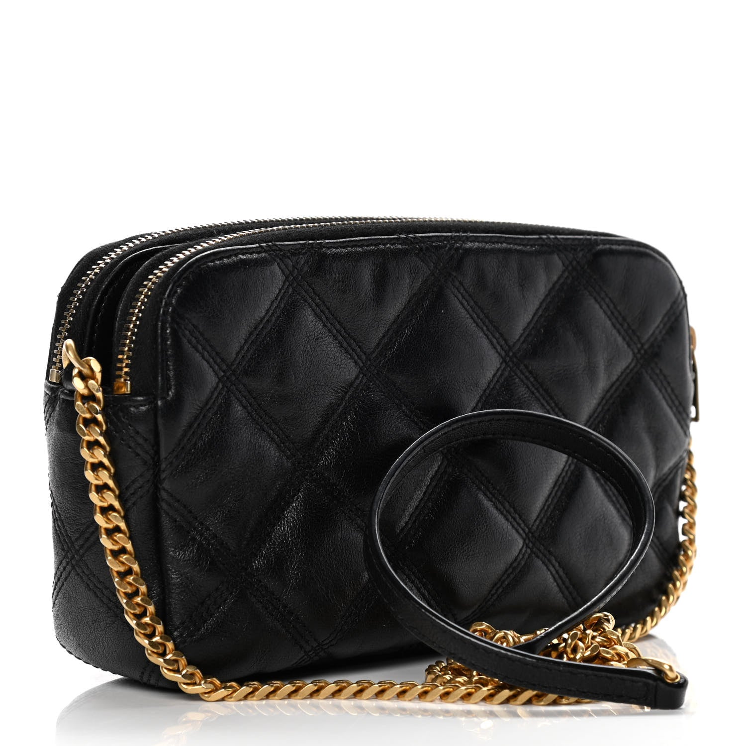 Saint Laurent Grained Lambskin Quilted Mini Becky Double Zip Bag Black 3 of 14