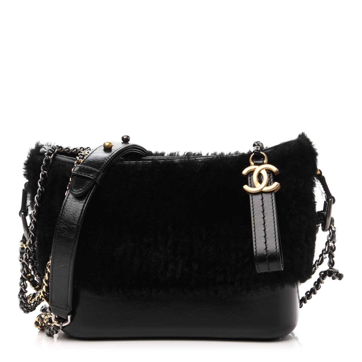 Shearling Small Gabrielle Hobo Black