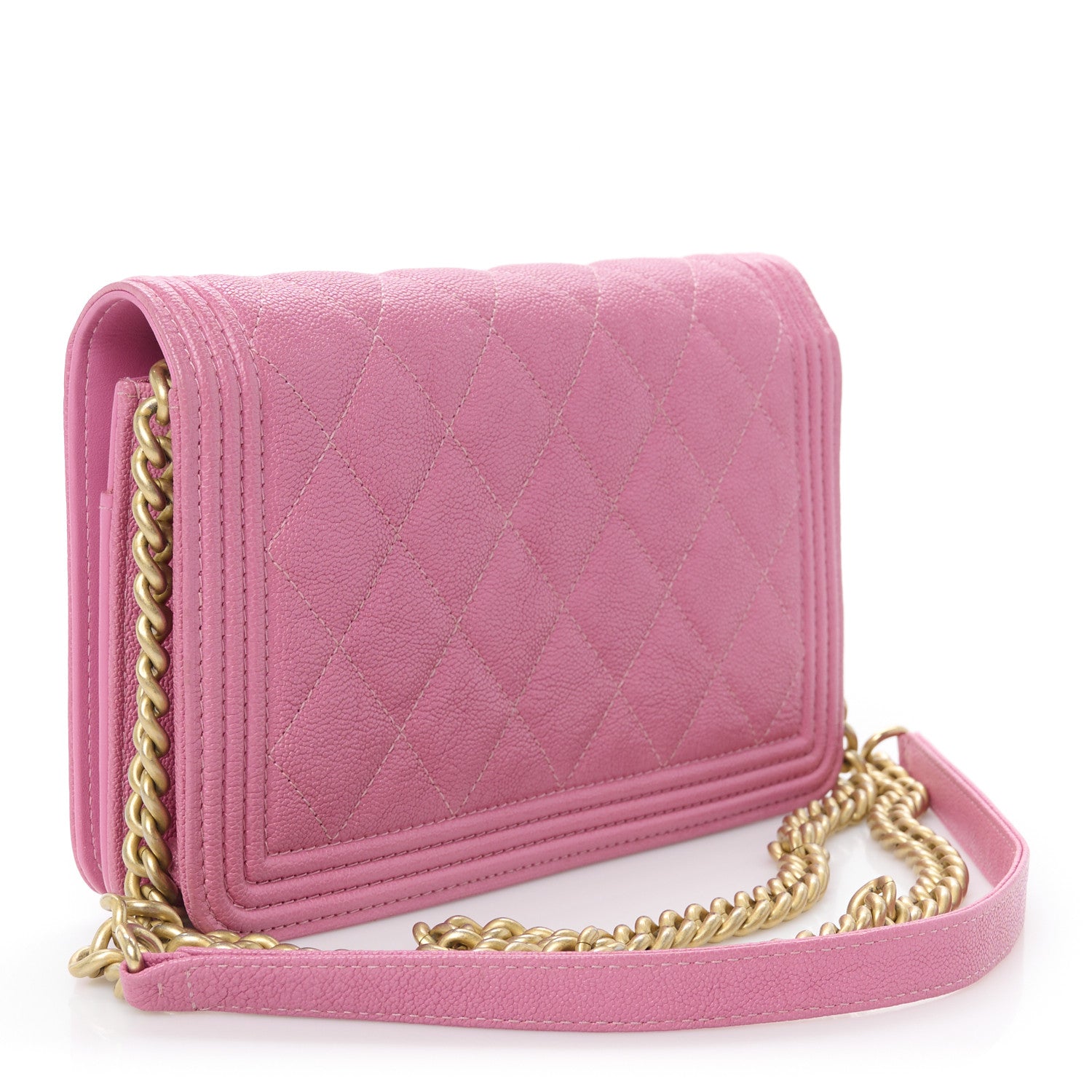 Chanel Caviar Quilted Boy Wallet On Chain WOC Pink 3 of 11