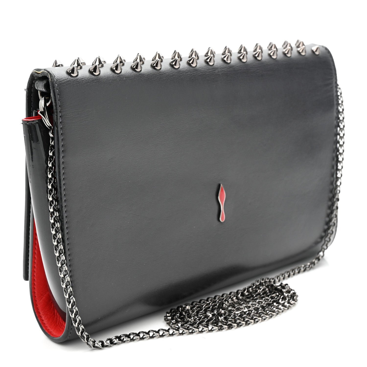 Christian Louboutin Calfskin Patent Spikes Paloma Clutch Black 2 of 10