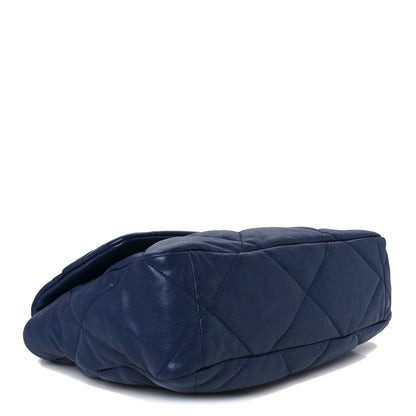 Chanel Goatskin Quilted Large Chanel 19 Flap Navy Blue 4 of 10