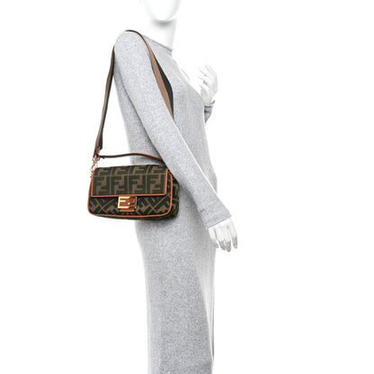 Fendi Canvas Vitello King FF Embroidered Baguette Amazzonia Cuoio 2 of 10