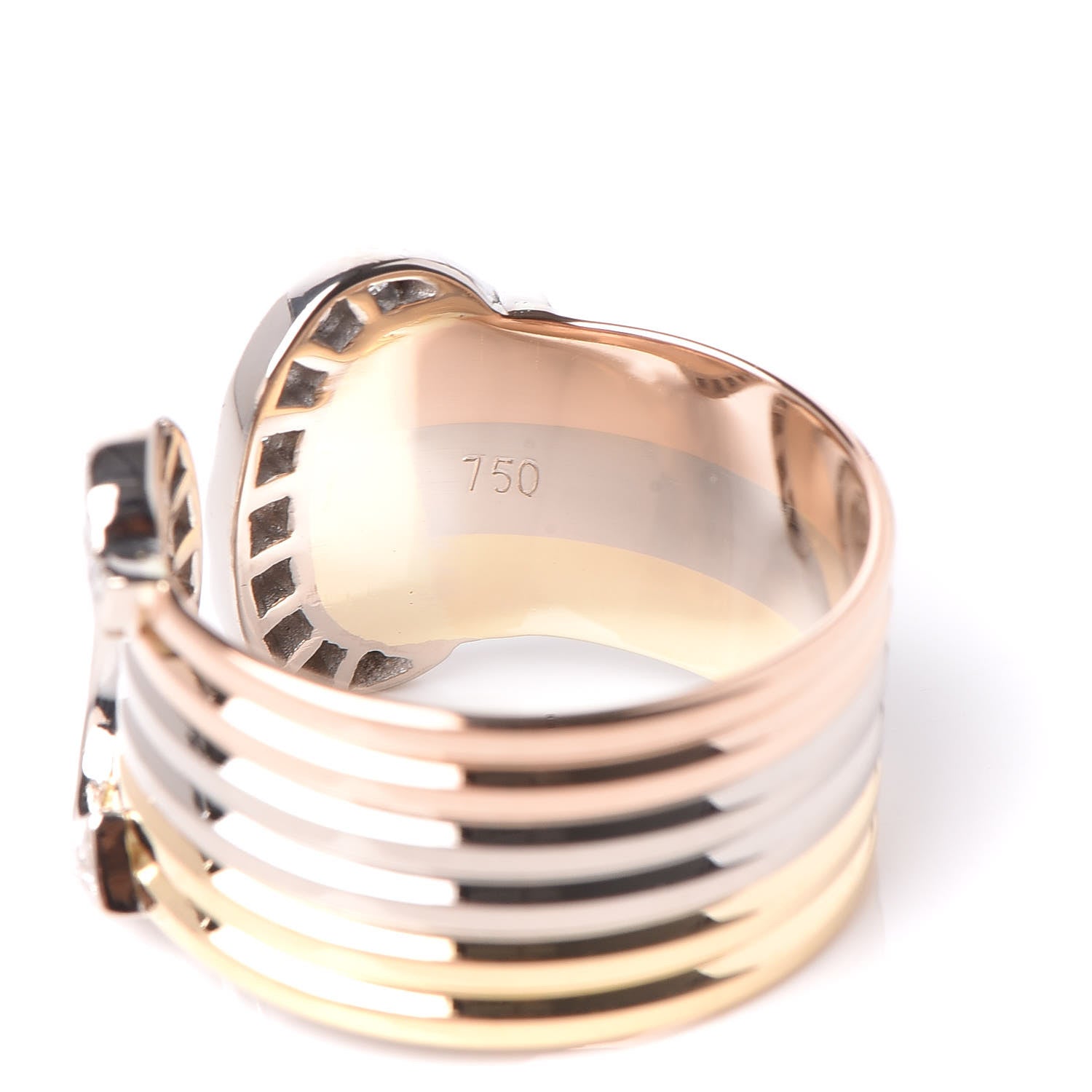 Cartier 18K Pink Yellow White Gold Diamond C De Ring 56 7 6 of 7