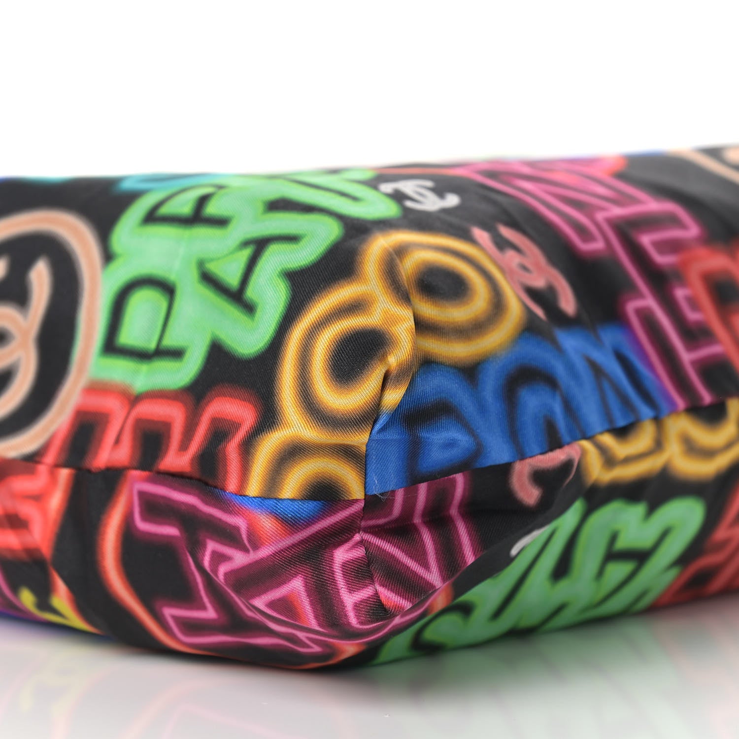 Chanel Caviar Fabric Graffiti Foldable Tote Bag With Chain Black Multicolor 15 of 18