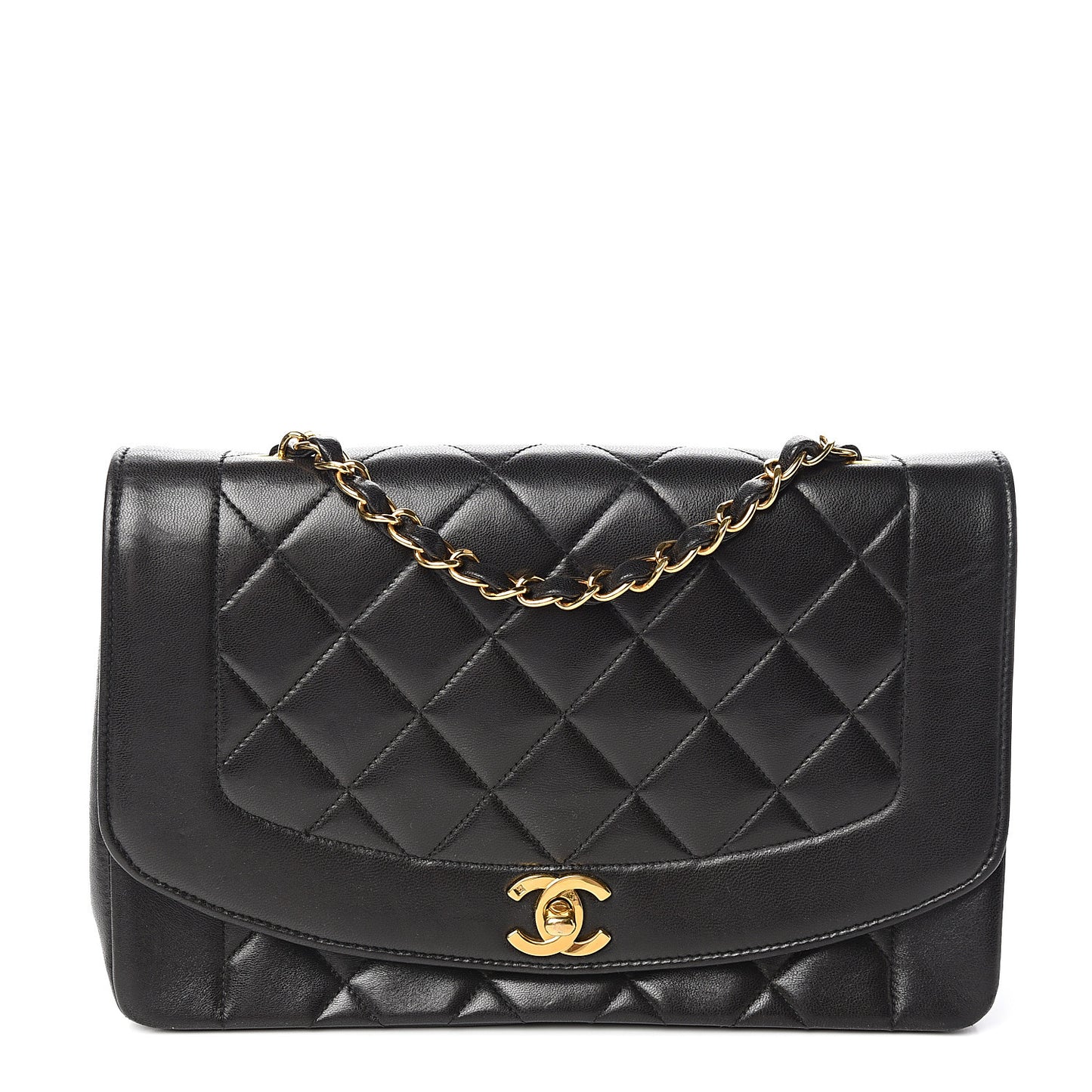 Lambskin Quilted Medium Single Flap Black