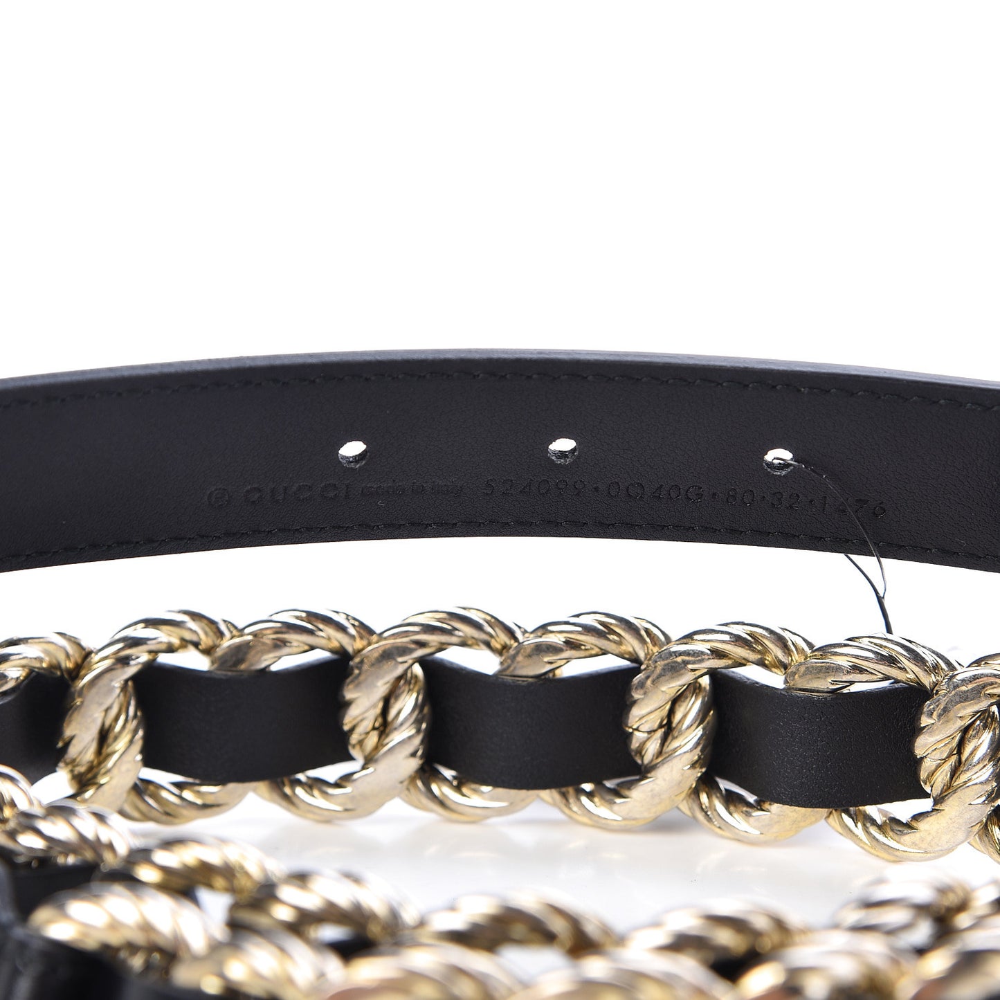 Calfskin Torchon Double G Chain 25mm Belt 80 32 Black