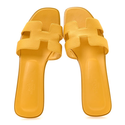 Hermes Epsom Oran Sandals 39 Jaune Sable 2 of 9