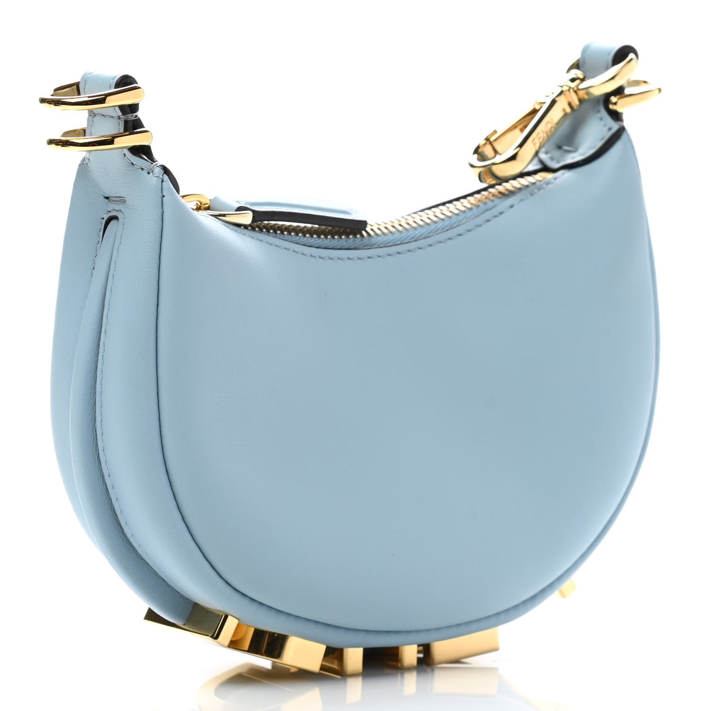 Vitello Grace Matte Nano Fendigraphy Hobo Charm Azzurro Baby
