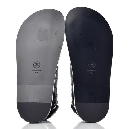 Chanel Velvet Velcro Dad Sandals 37 Grey 5 of 13