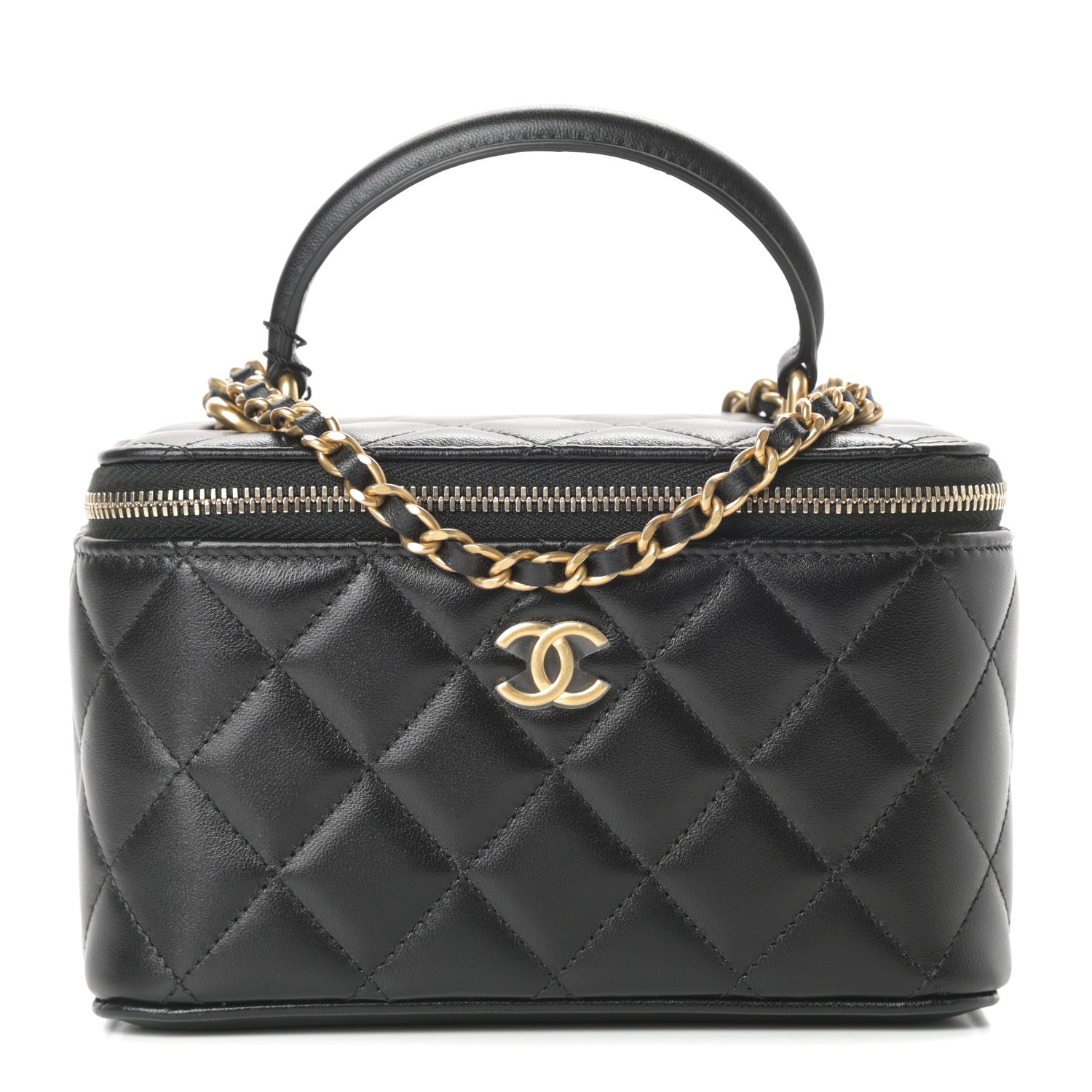Chanel Lambskin Quilted Small Top Handle Vanity Case With Chain Black 1 of 11