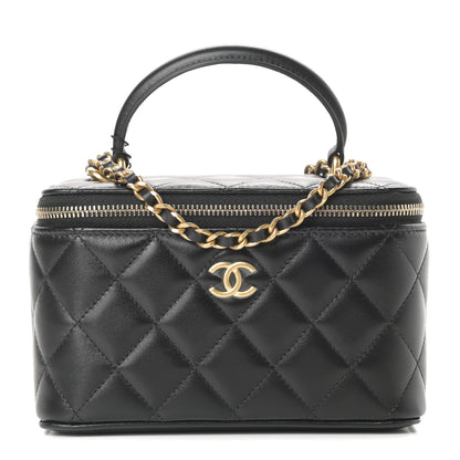 Chanel Lambskin Quilted Small Top Handle Vanity Case With Chain Black 1 of 11