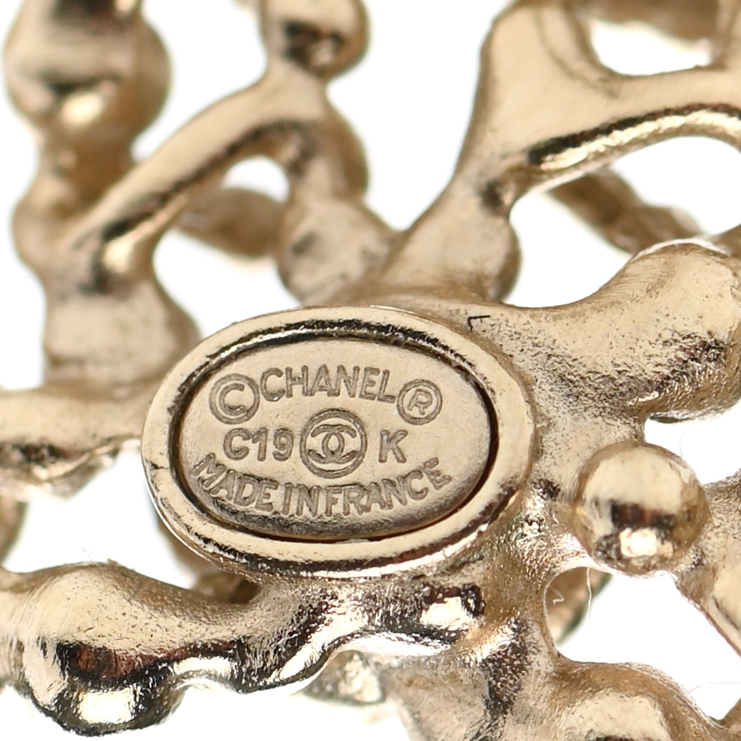 Chanel Crystal Chain Link CC Earrings Gold 4 of 5