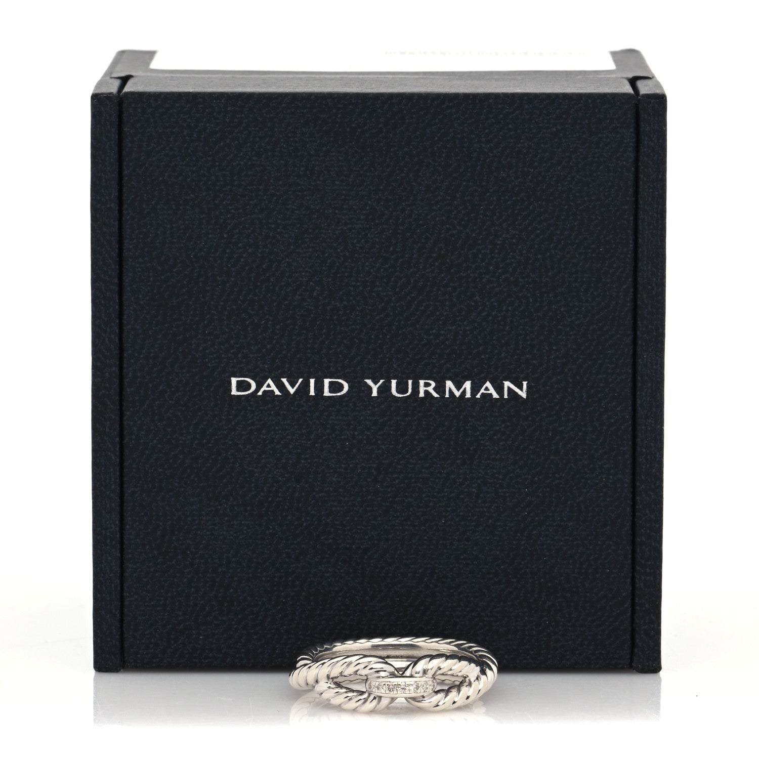 David Yurman Sterling Silver Diamond Cable Loop Band Ring 56 7.5 5 of 5