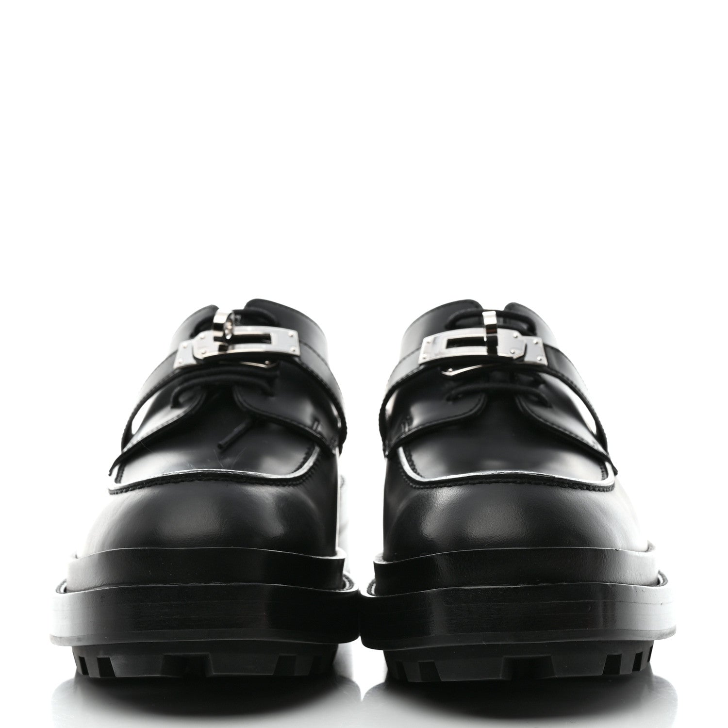 Hermes Calfskin First Derby Shoes 37.5 Black 2 of 9
