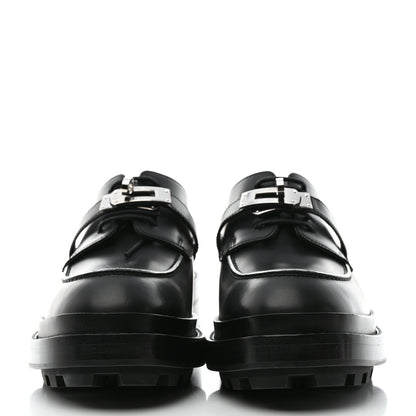Hermes Calfskin First Derby Shoes 37.5 Black 2 of 9