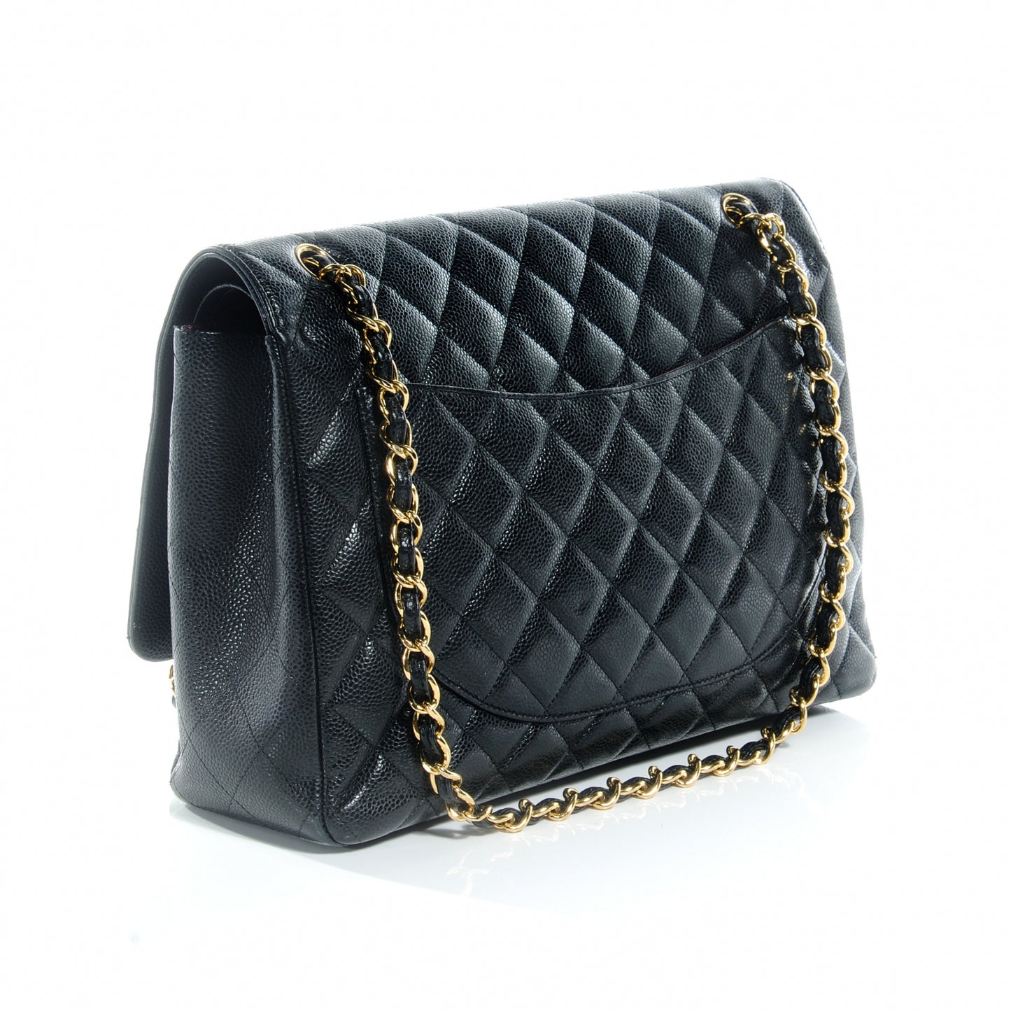 Caviar Quilted Maxi Double Flap Black